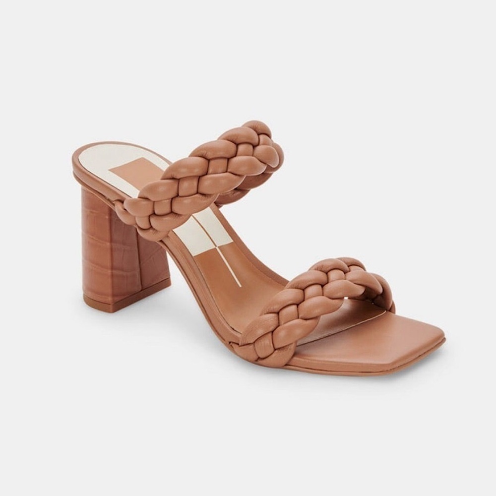 Dolce Vita Shoes Paily Braided Block Heel  Sandals Tan Size 7.5